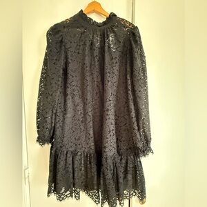 NWT - J.Crew black lace drop waist dress with built in slip - Medium